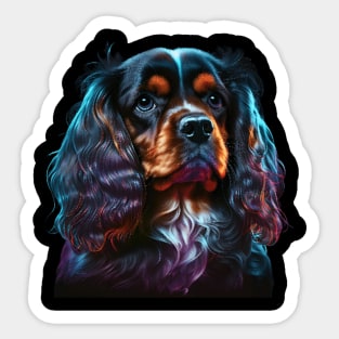 Neon Cavalier King Charles Spaniel Sticker